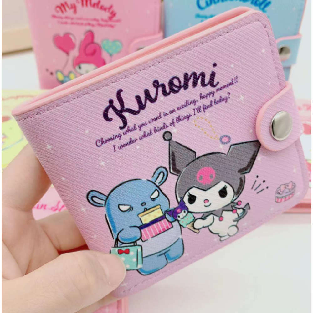 Кошелек бумажник детский для девочки Kuromi (Kuromi ) геншен, манги, hello kitty, Санрио Китти, Мелоди подарок дочке фиолетовый (AN)20516