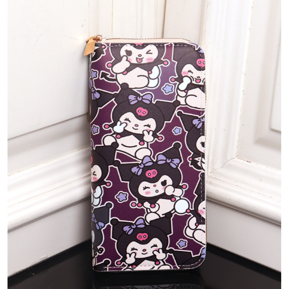 Кошелек бумажник на молнии детский для девочки Kuromi (Kuromi ) геншен, манги, hello kitty, Санріо Кітті, Мелоди подарок дочке фиолетовый (AN)21015