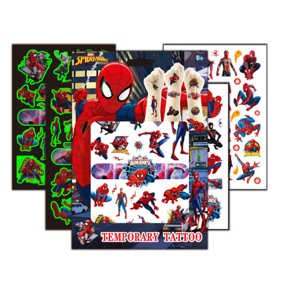 Тимчасові перекладні тату для хлопчика Spiderman супергерої спайдермен 4 аркуші червоний (AN)26292