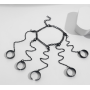 Набор колец с цепочкой на 5 пальцев в стиле панк черный Fashion Jewelry (AN)26381