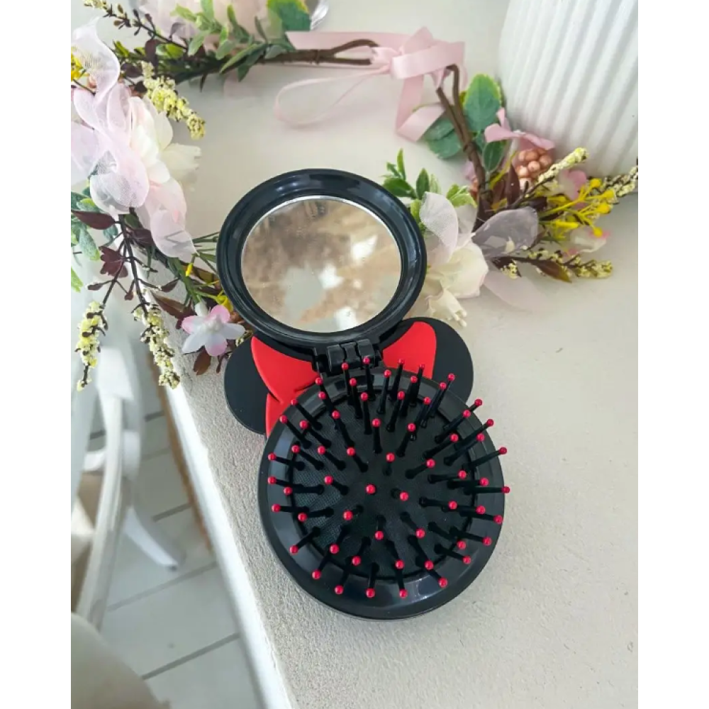 Круглая раскладная массажная расческа с зеркалом Микки Маус, mikki mouse, hello kitty, Санріо Кітті, Мелоди (AN)26408