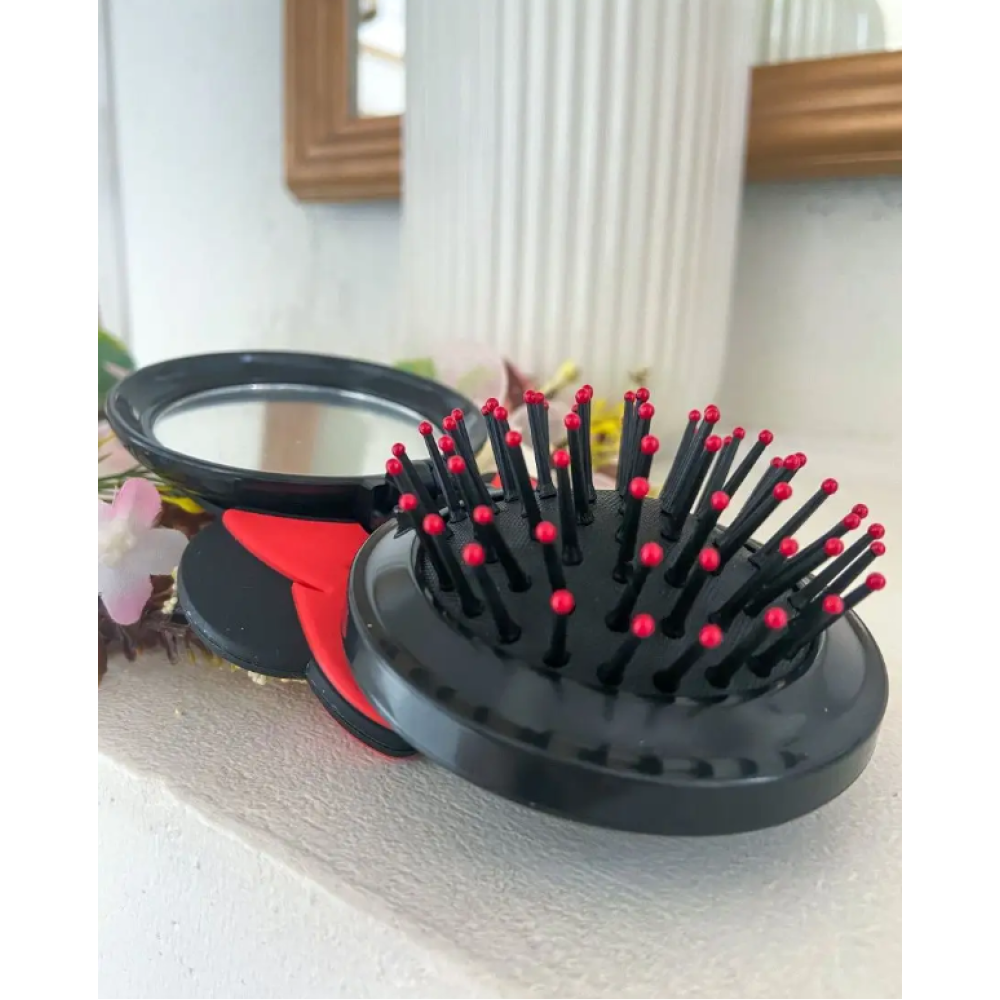 Круглая раскладная массажная расческа с зеркалом Микки Маус, mikki mouse, hello kitty, Санріо Кітті, Мелоди (AN)26408