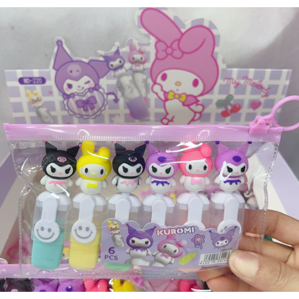 Набор маркеров текстовыделителей мини Куромі, (Kuromi) геншен, манги, hello kitty, Санрио Китти, Мелоді аніме (AN)26541