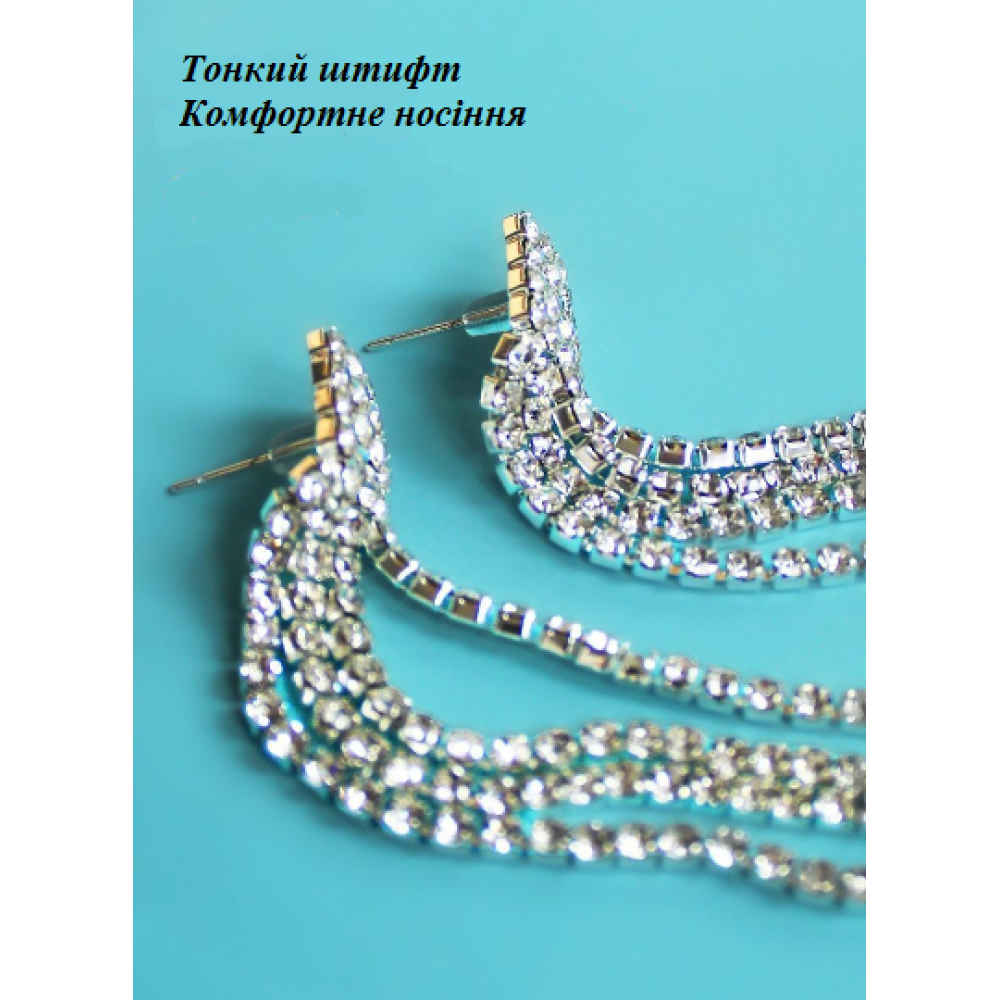 Вечірні сережки зі стразами висячі біжутерія Fashion Jewelry (II) 31178