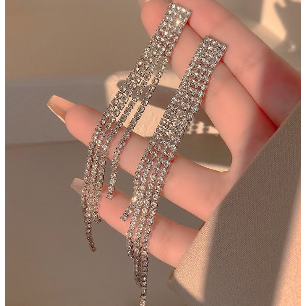 Вечірні сережки зі стразами висячі біжутерія Fashion Jewelry (II) 31178