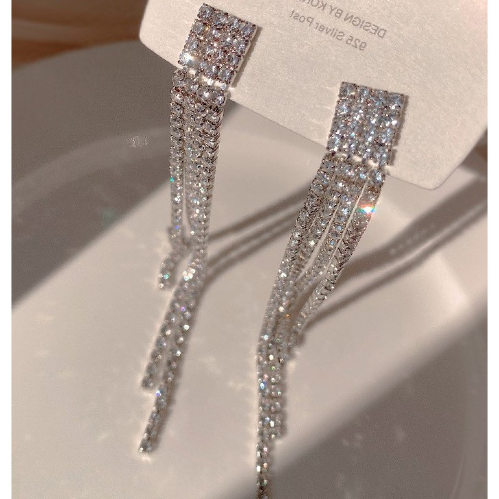 Вечірні сережки зі стразами висячі біжутерія Fashion Jewelry (II) 31178