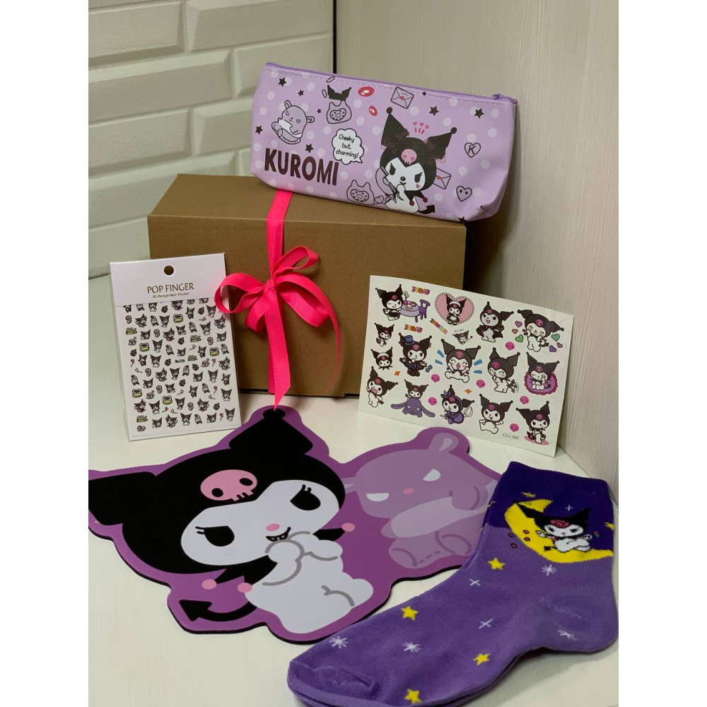 Коллекционный подарочный набор для девочки (Kuromi ) геншен, манги, hello kitty, Санріо Кітті, Мелоди с ковриком 5 предметов (AN)