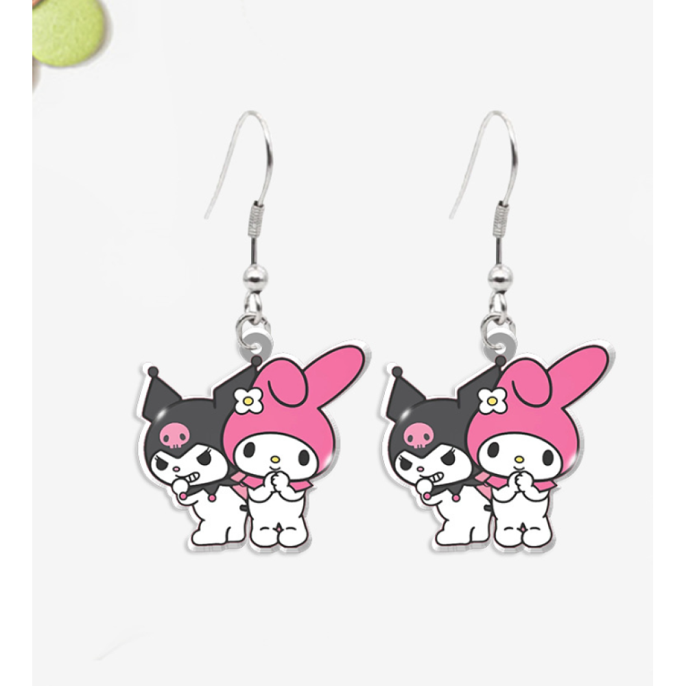 Серьги для подростков Куроми с Мелоди аниме, (Kuromi ) геншен, манги, hello kitty, Санрио Китти черный (AN)31763