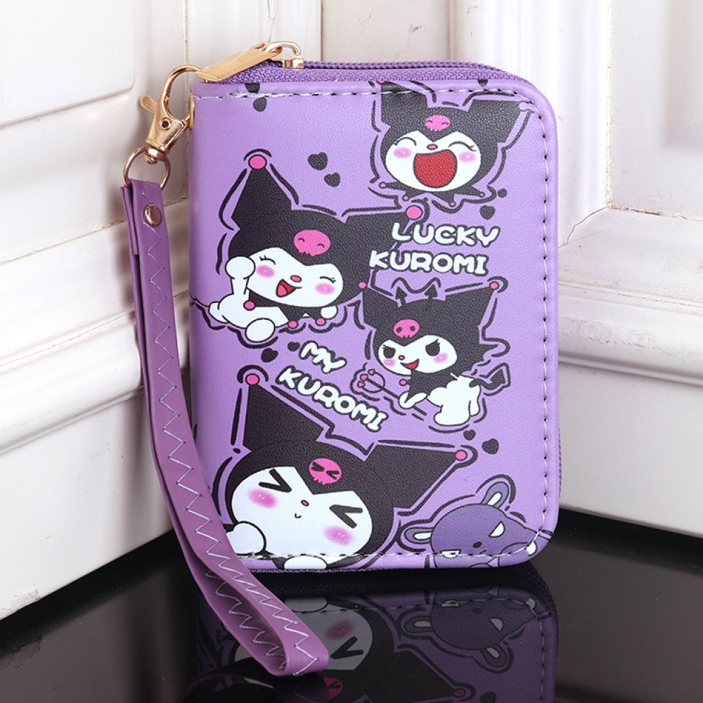 Яркий кошелек монетница детский для девочки Kuromi (Kuromi ) геншен, манги, hello kitty, Санрио Китти, Мелоди подарок дочке фиолетовый (AN)31780