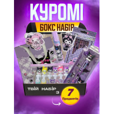 Коллекционный подарочный набор канцелярии в коробке Куроми Kuromi Melody бокс для праздника Аниме 7 предметов (005 AN)31888
